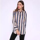 Collared Striped Long Blouse