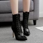 Stiletto Heel Lace-up Short Boots