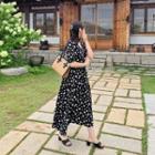 Daisy Pattern Long Wrap Dress