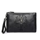 Faux Leather Embossed Clutch Black - One Size