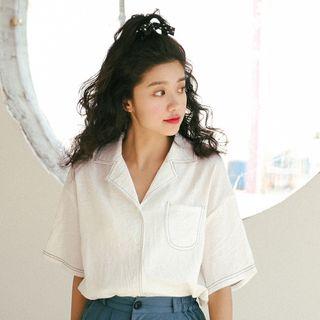 Contrast Stitching Short-sleeve Shirt