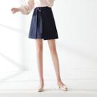 Pinstriped Mini A-line Wrap Skirt