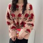 Floral Sweater / Midi Pleated Skirt