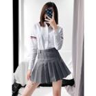 Tab-sleeved White Shirt