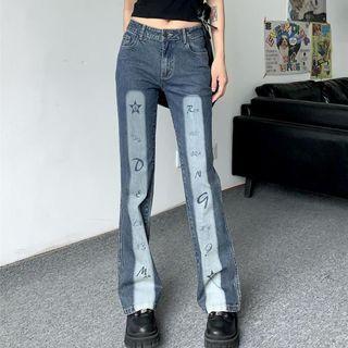 Print Bootcut Jeans