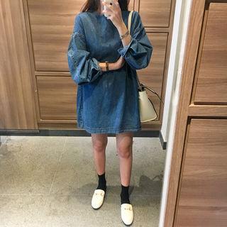 Zip-back Denim A-line Minidress