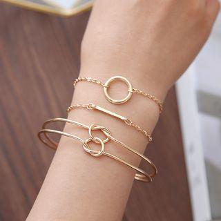 Set: Knot Bangle + Bar Bracelet + Circle Bracelet As Shown In Figure - One Size