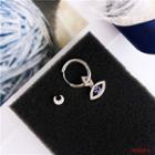 Non-matching Rhinestone Eye & Moon Dangle Earring 925silver - One Size