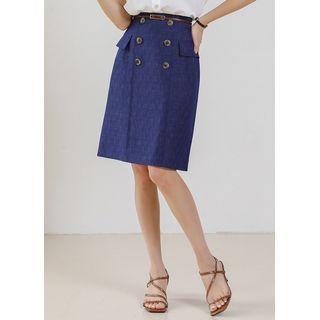 Double-button Chambray Skirt