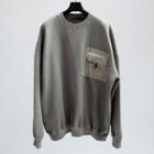 Skull Flap-pocket Sweatshirt Light Gray - One Size