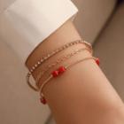 Layered Bracelet 01 - Gold Red - One Size