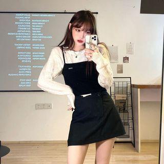 Plain Ripped Sweater / Embroider Letter Sleeveless Top