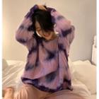 Long-sleeve Tie Dye Knit Sweater As Shown In Figure - One Size