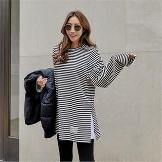 Slit-side Stripe Long T-shirt