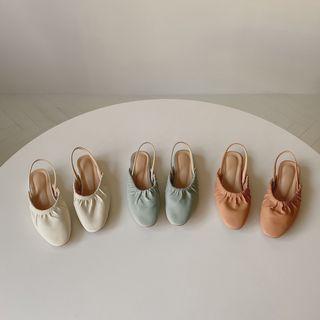 Ruched Pastel Slingback Flats