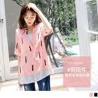 3/4-sleeve Printed Panel Chiffon Blouse