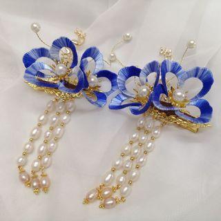 Flower Freshwater Pearl Fringed Hair Clip