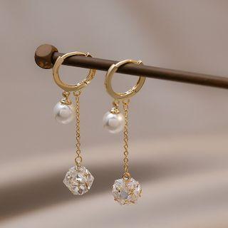 Faux Pearl Faux Crystal Alloy Fringed Earring 1 Pair - Gold - One Size