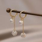 Faux Pearl Faux Crystal Alloy Fringed Earring 1 Pair - Gold - One Size