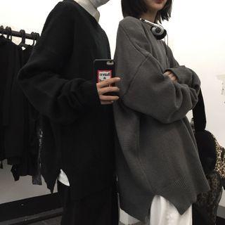 Couple Matching Slit-hem Loose-fit Sweater