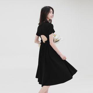 Off Back Black Dress Black - One Size