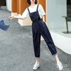 Short-sleeve Blouse / Denim Jumper Pants