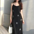 Embroidered Loose-fit Spaghetti Strap Dress