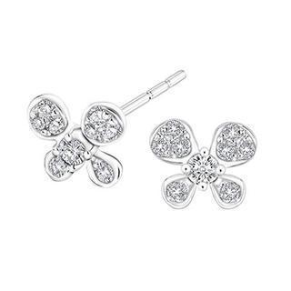 18k White Gold Butterfly Diamond Accents Stud Earrings (0.17 Cttw)
