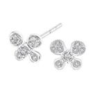 18k White Gold Butterfly Diamond Accents Stud Earrings (0.17 Cttw)