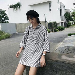 Patchwork Striped Shirtdress