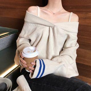 V-neck Cold-shoulder Knit Sweater