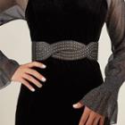 Studded Wide Belt Gray & Silver - One Size