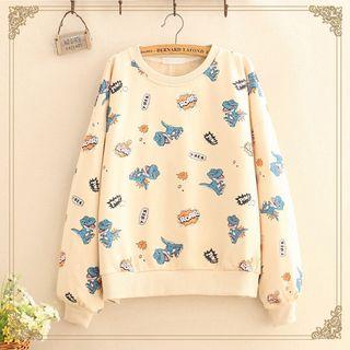 Dinosaur Print Round-neck Sweatshirt