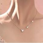 Cat Faux Pearl Pendant Sterling Silver Necklace