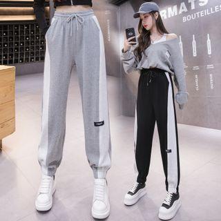 Two-tone Applique Cropped Harem Pants