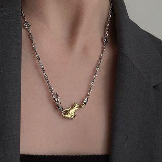 Cat Pendant Sterling Silver Necklace Xl1660 - Gold & Silver - One Size