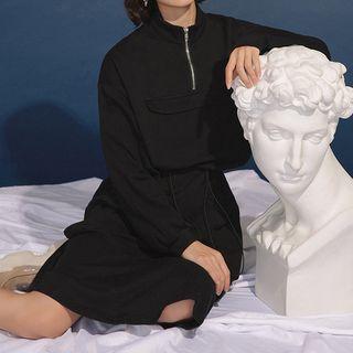 Half Zip A-line Dress With Bungee Cord
