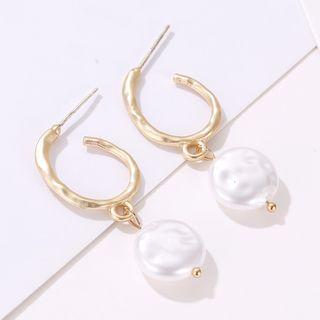 Faux Pearl Dangle Earring 1989-1 - Gold - One Size