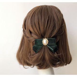 Velvet Ribbon Beaded Hair Clip