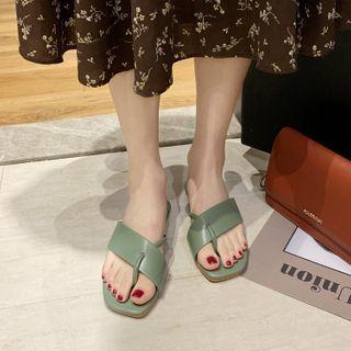 Plain Toe-loop Flat Slide Sandals