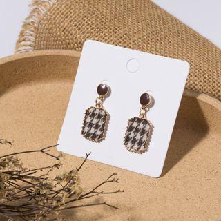 Houndstooth Drop Earring 1 Pair - Stud Earrings - Houndstooth - Black & White - One Size