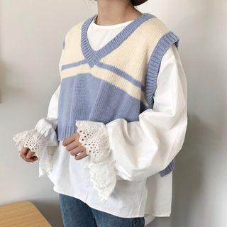 Bell-sleeve Shirt + Vest