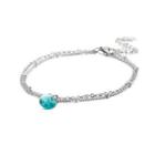 Simple And Fashion Geometric Lake Blue Cubic Zirconia 316l Stainless Steel Double-layer Bracelet Silver - One Size