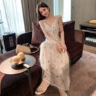 Fringed Spaghetti-strap Maxi A-line Dress