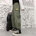Belted Side-pocket Gather-cuff Cargo Pants