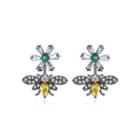 Fashion And Elegant Plated Black Bee Earrings With Yellow Cubic Zirconia Black - One Size