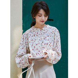 Floral Print Blouse Red Floral - White - One Size