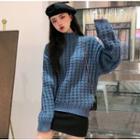 Mock-neck Loose-fit Sweater Blue - One Size