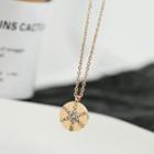 Stainless Steel Rhinestone Star Pendant Necklace Silver Rhinestone - Gold - One Size