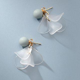 Petal Sterling Silver Fringed Earring 1 Pair - S925 Silver - Earring - Gray & White - One Size